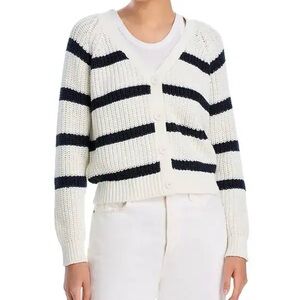 Aqua Striped Knit Cardigan Sweater
